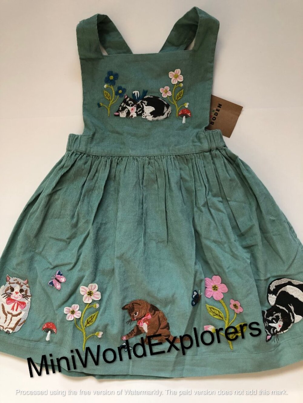 NWT Mini Boden Cats Cord Applique Pinafore - Picture 6 of 8
